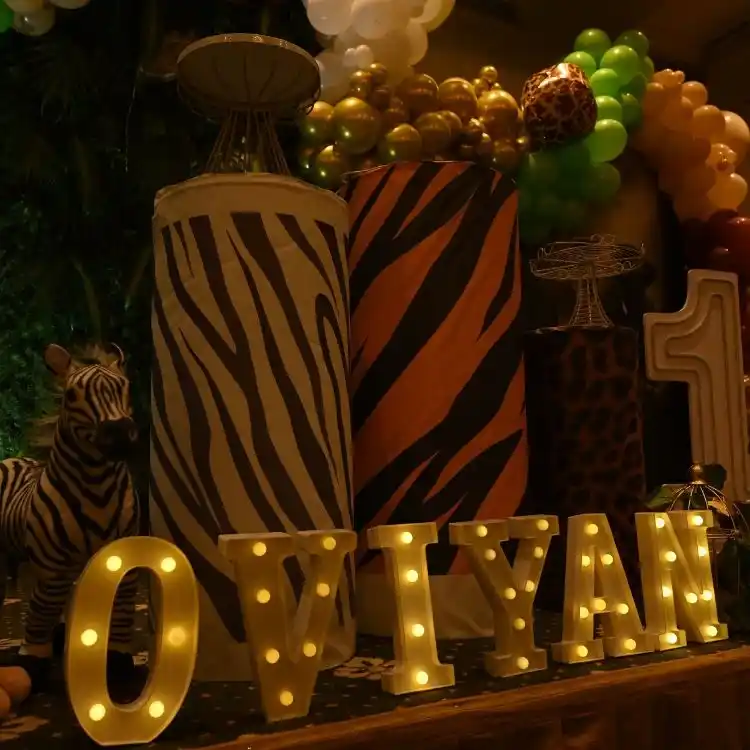 Book safari theme birthday decor with props